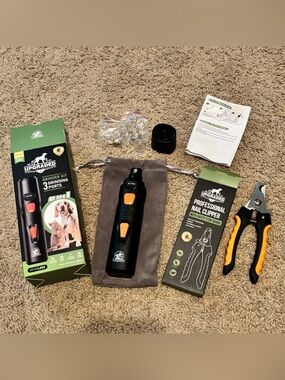 Upgraded Black & Orange Pet Nail Grooming Kit with Grinder and Clipper